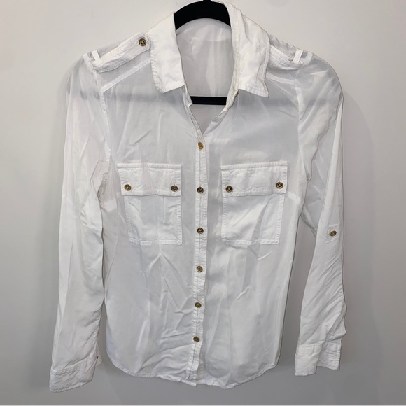 Michael Michael Kors Ladies White Button-Down Shirt Size Medium - Picture 1 of 7